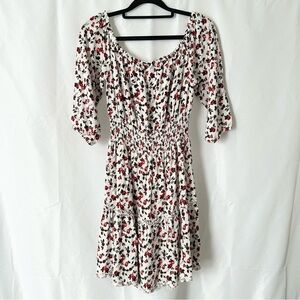 JustFab Red and Black Floral Midi Dress